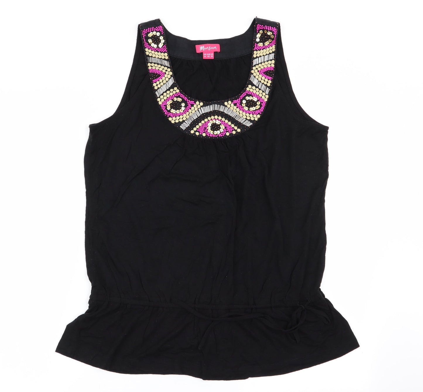 Monsoon Womens Black Geometric  Basic Tank Size 14