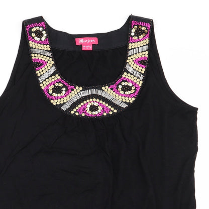 Preloved Monsoon Womens Black Geometric  Basic Tank Size 14 - Detail