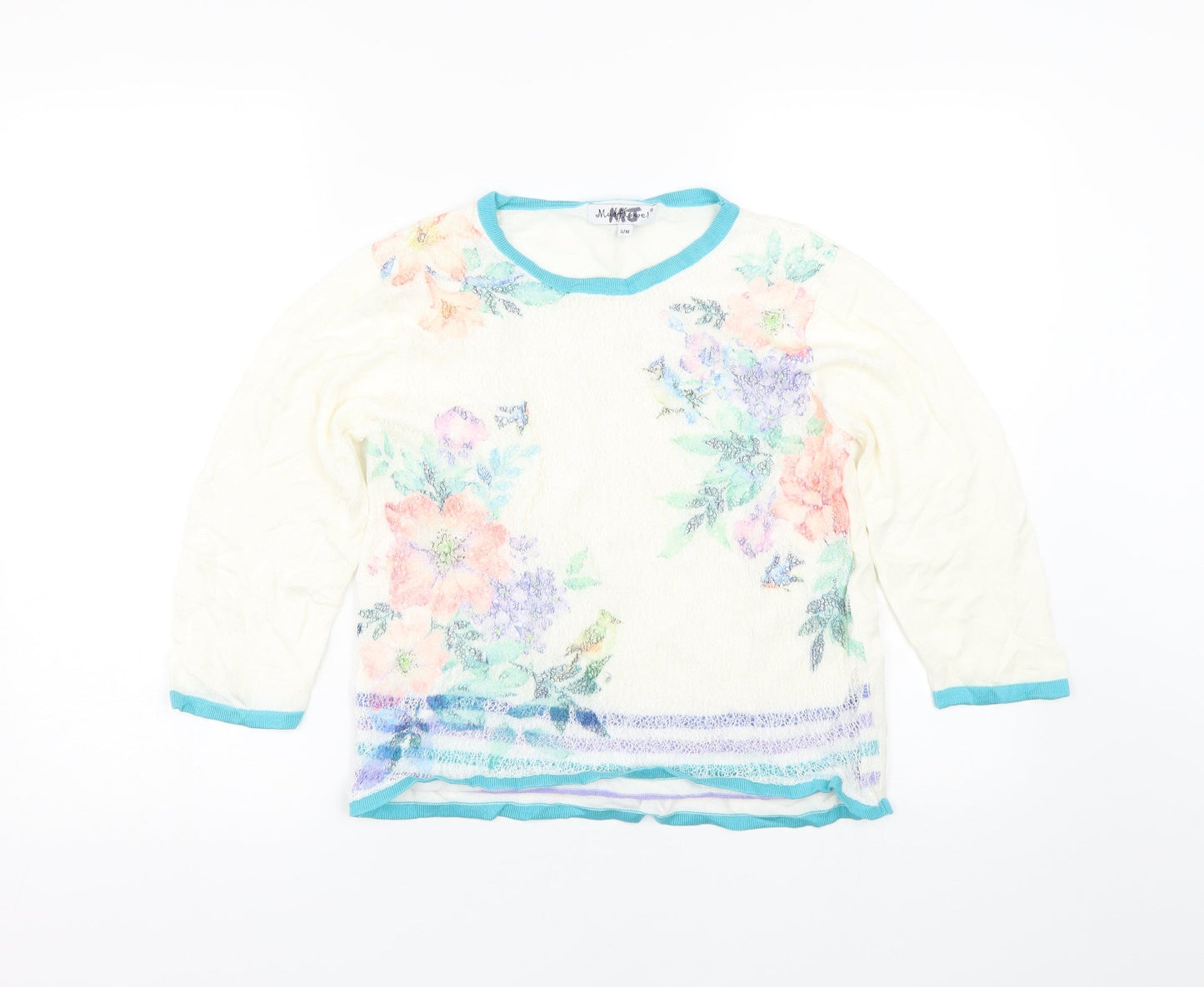 Mud & flowers Womens Beige Floral  Pullover Jumper Size S