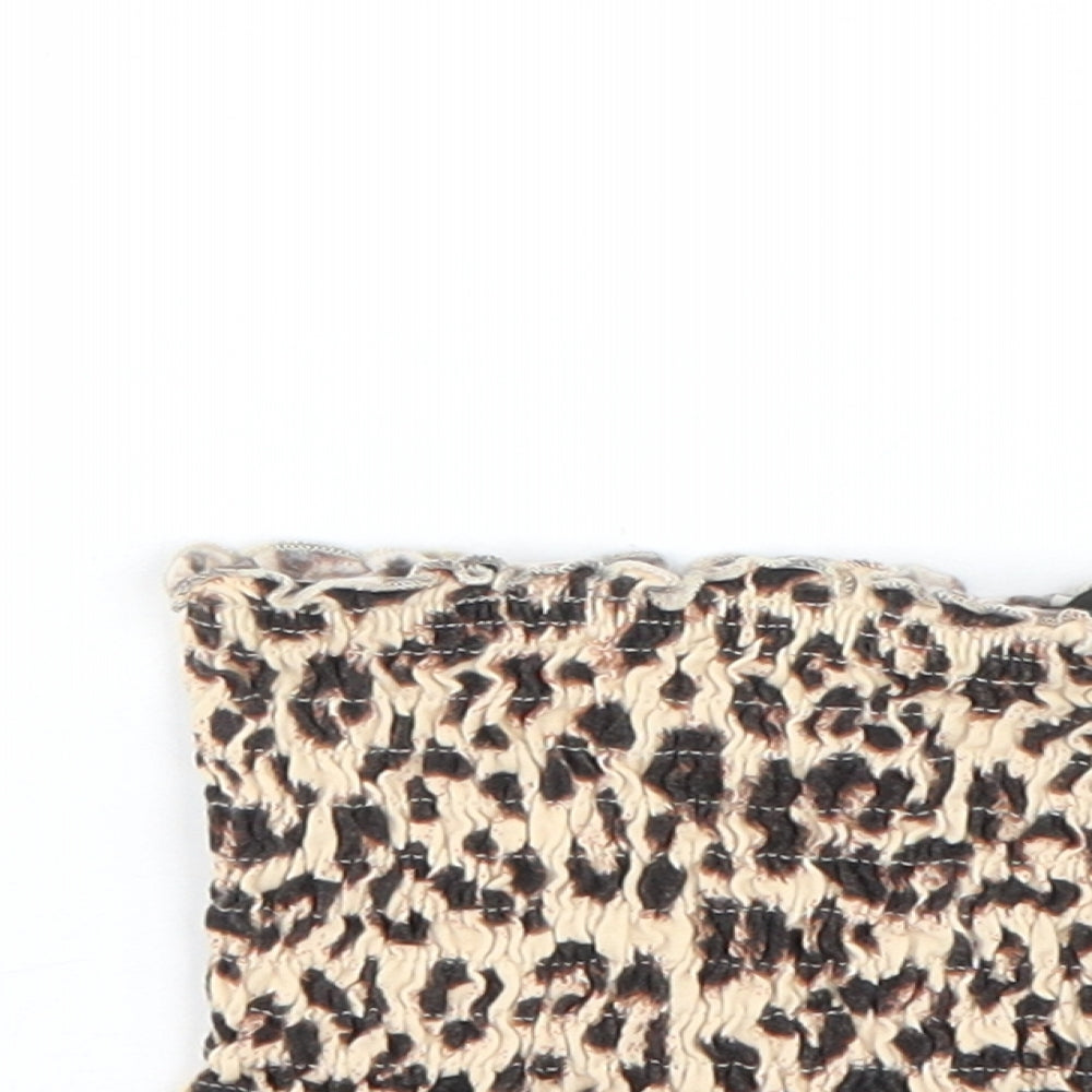 Topshop Womens Brown Animal Print  Cropped T-Shirt Size 8