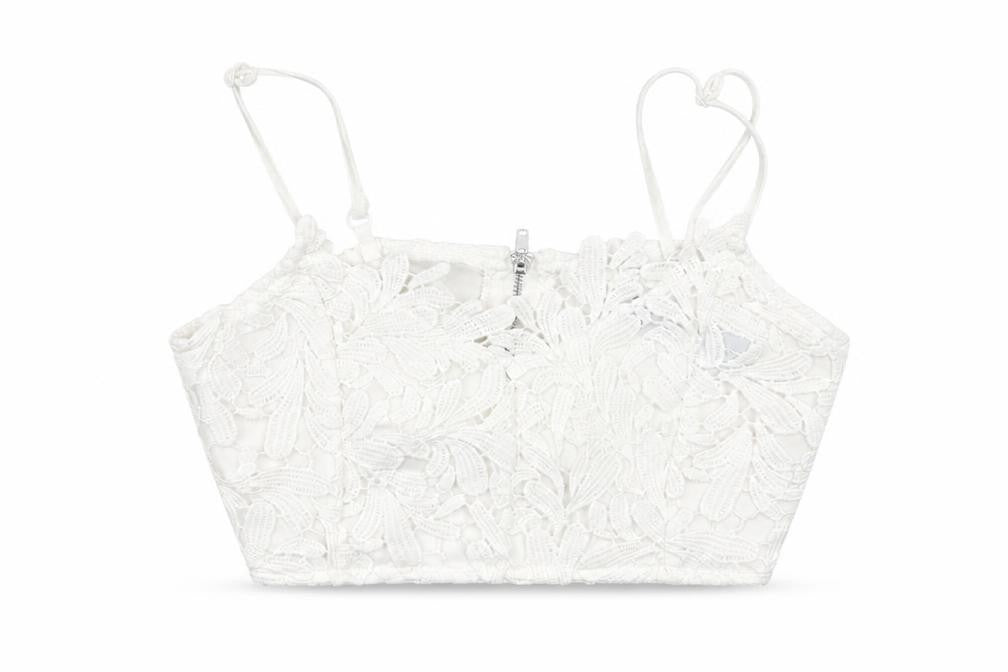 Missguided Womens White Floral  Cropped Tank Size 4