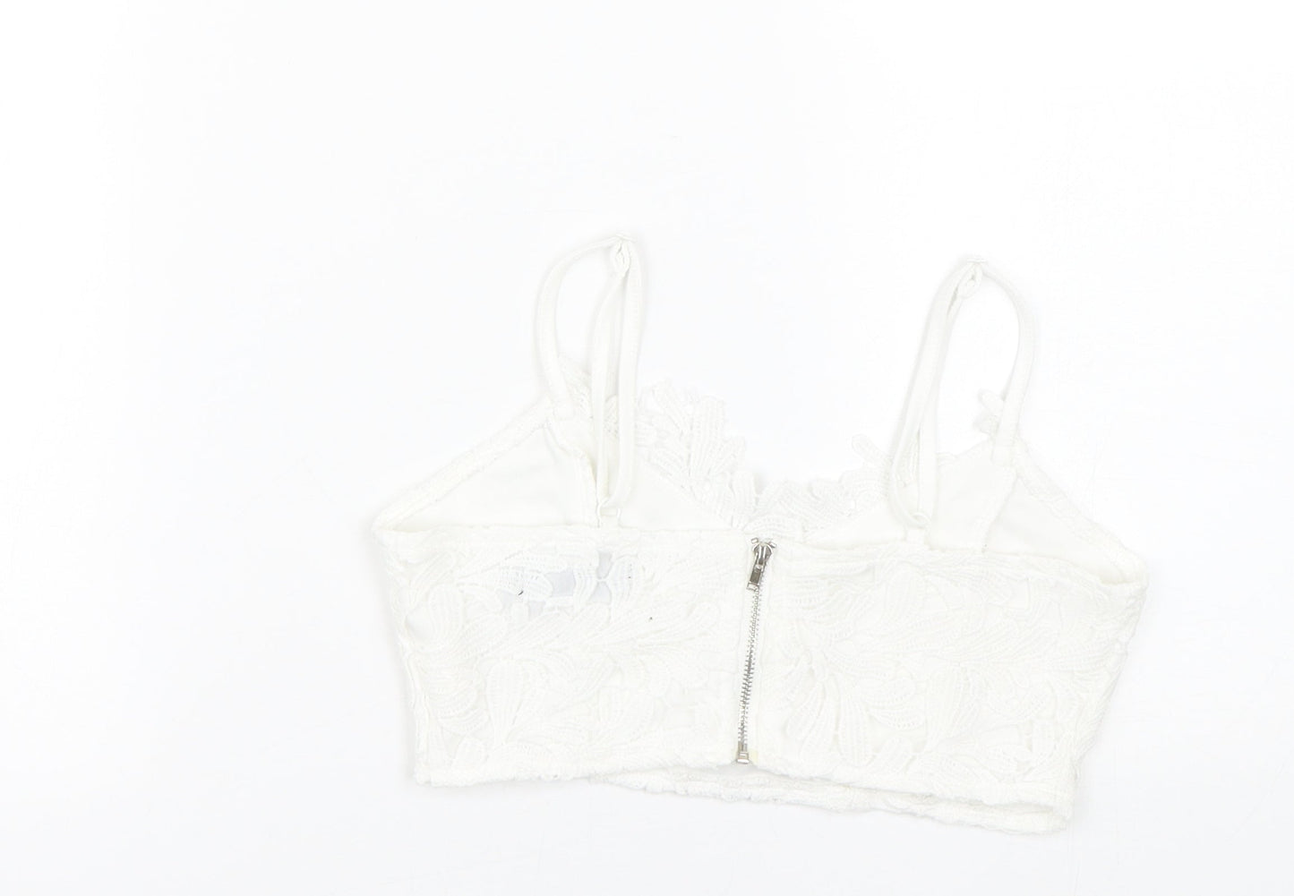 Missguided Womens White Floral  Cropped Tank Size 4