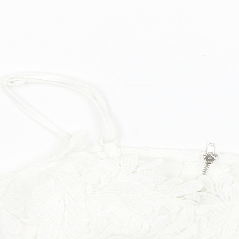 Missguided Womens White Floral  Cropped Tank Size 4