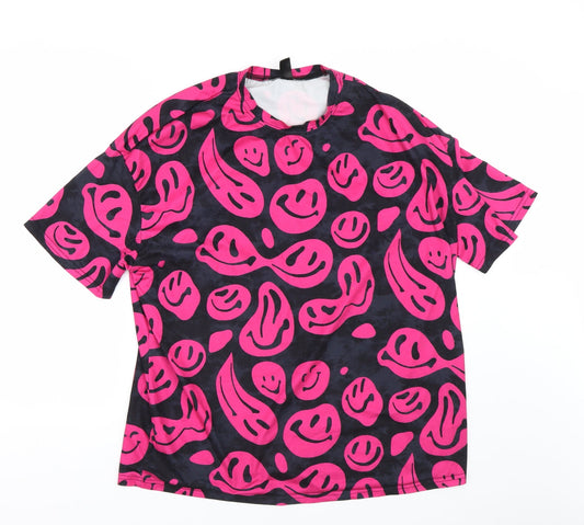 Shien Womens Multicoloured Geometric  Basic T-Shirt Size S