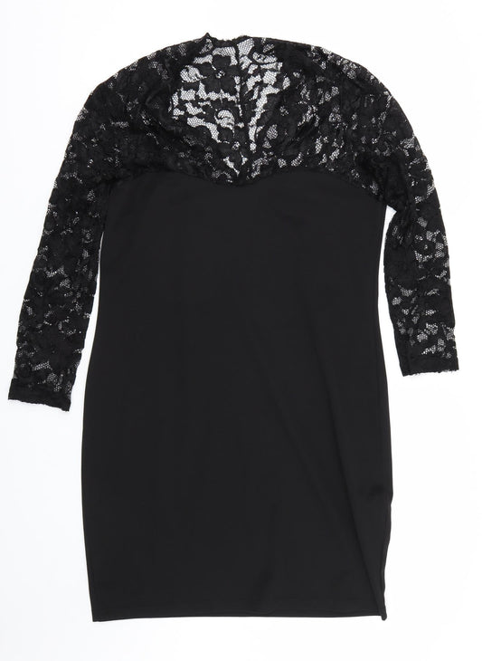 Elite99 Womens Black Floral  T-Shirt Dress  Size M