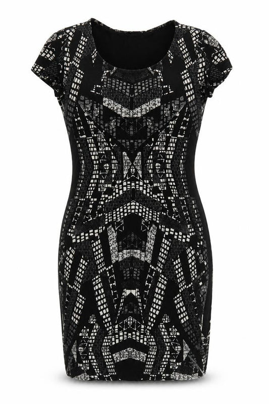 H&M Womens Black Geometric  Wrap Dress  Size M