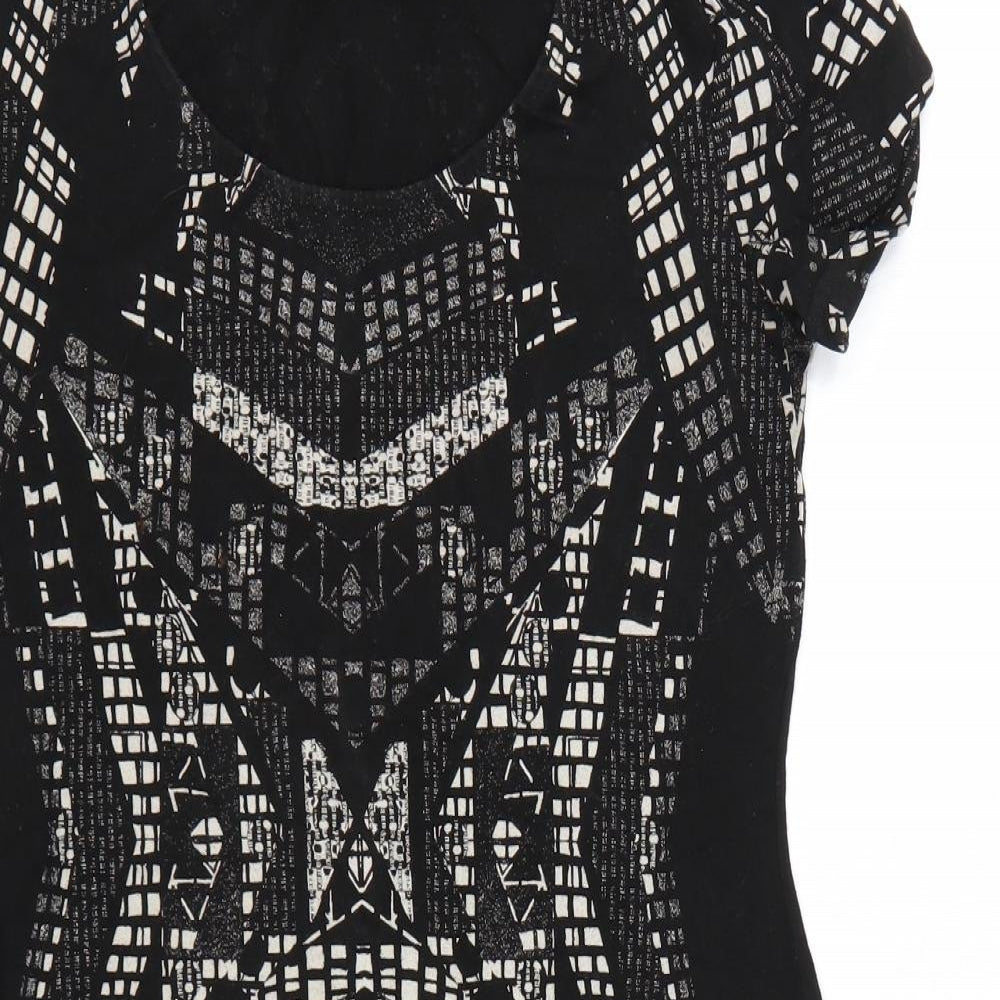 H&M Womens Black Geometric  Wrap Dress  Size M