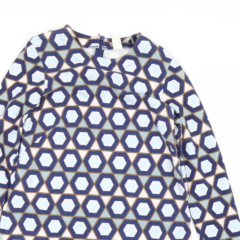 H&M Womens Blue Geometric  T-Shirt Dress  Size S