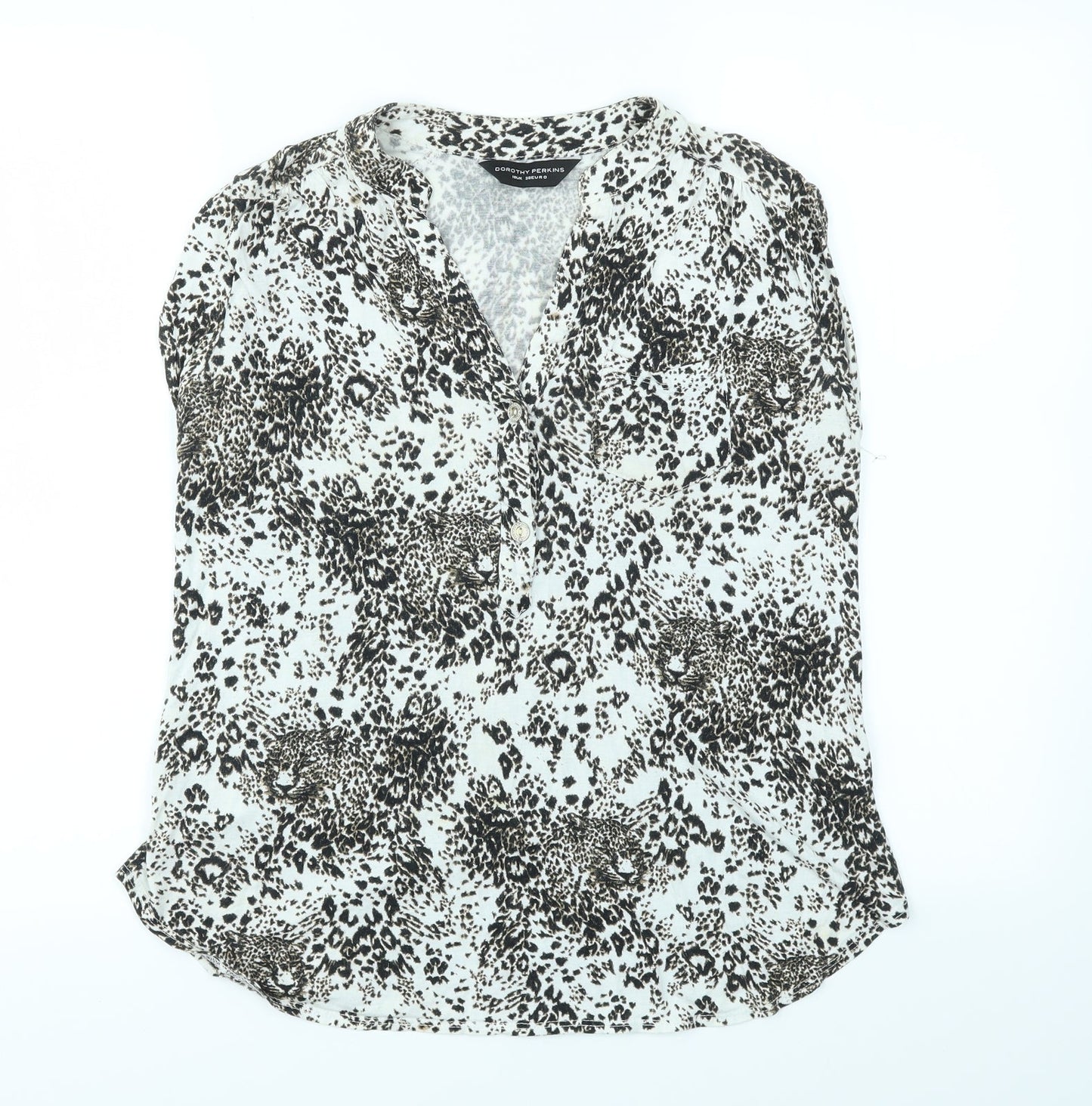 Dorothy Perkins Womens Brown Animal Print  Basic T-Shirt Size 10