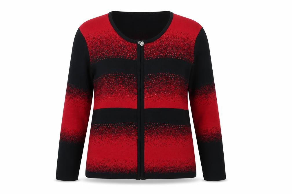 JUST ELEGANCE Womens Multicoloured Geometric  Full Zip Jumper Size XL