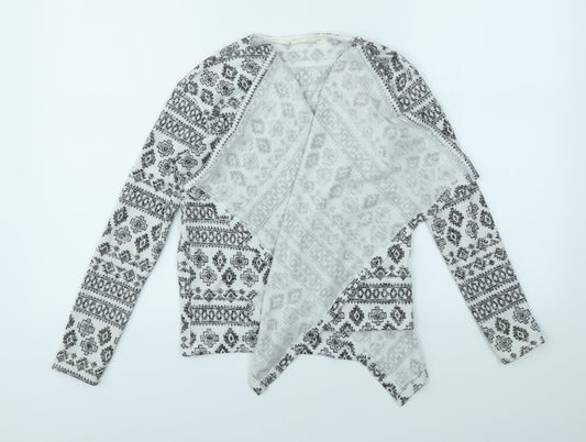 H&M Girls Grey Geometric  Cardigan Jumper Size 9-10 Years