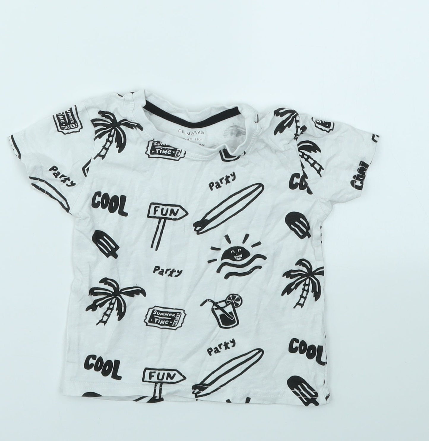 Primark Boys Multicoloured Geometric  Basic T-Shirt Size 18-24 Months