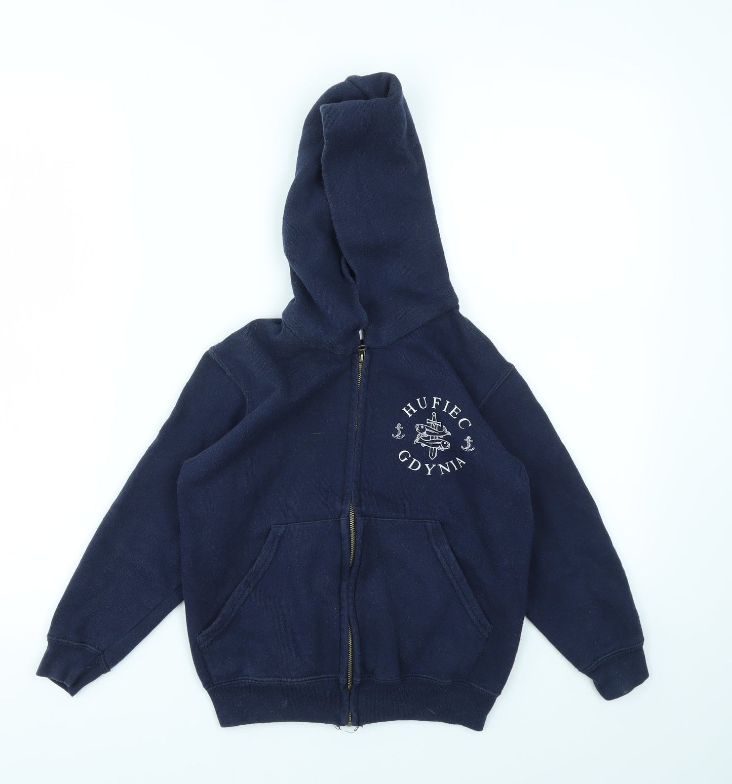 FRUIT THE LOOOM  Boys Blue   Full Zip Jumper Size 5-6 Years