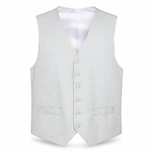 1860 Menswear Mens Silver Geometric  Jacket Suit Waistcoat Size L