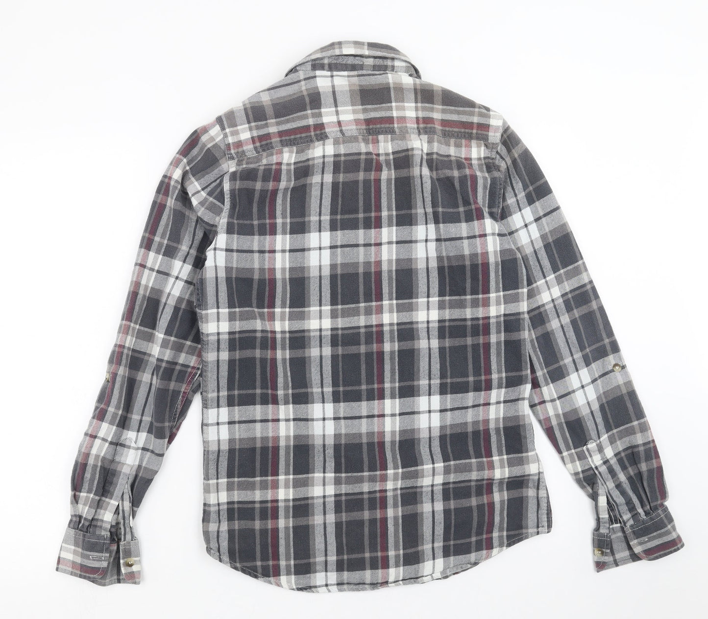Topman Mens Grey Plaid   Button-Up Size S