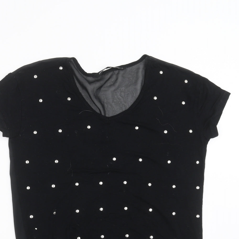 NEXT Womens Black   Basic T-Shirt Size 6  - sheer