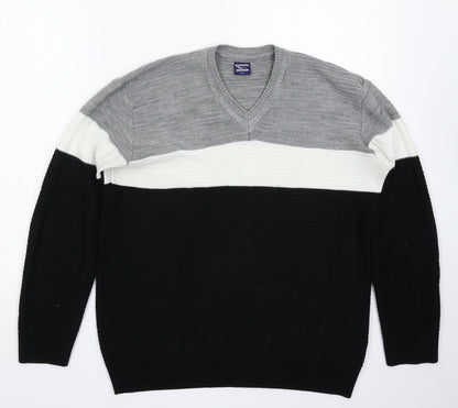 Shark Attack Mens Multicoloured  Knit Pullover Jumper Size S