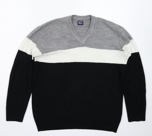 Shark Attack Mens Multicoloured  Knit Pullover Jumper Size S
