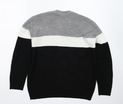 Shark Attack Mens Multicoloured  Knit Pullover Jumper Size S