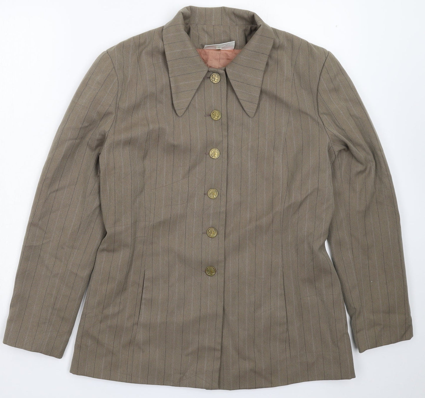 Definitions Womens Grey Striped  Jacket Blazer Size 16