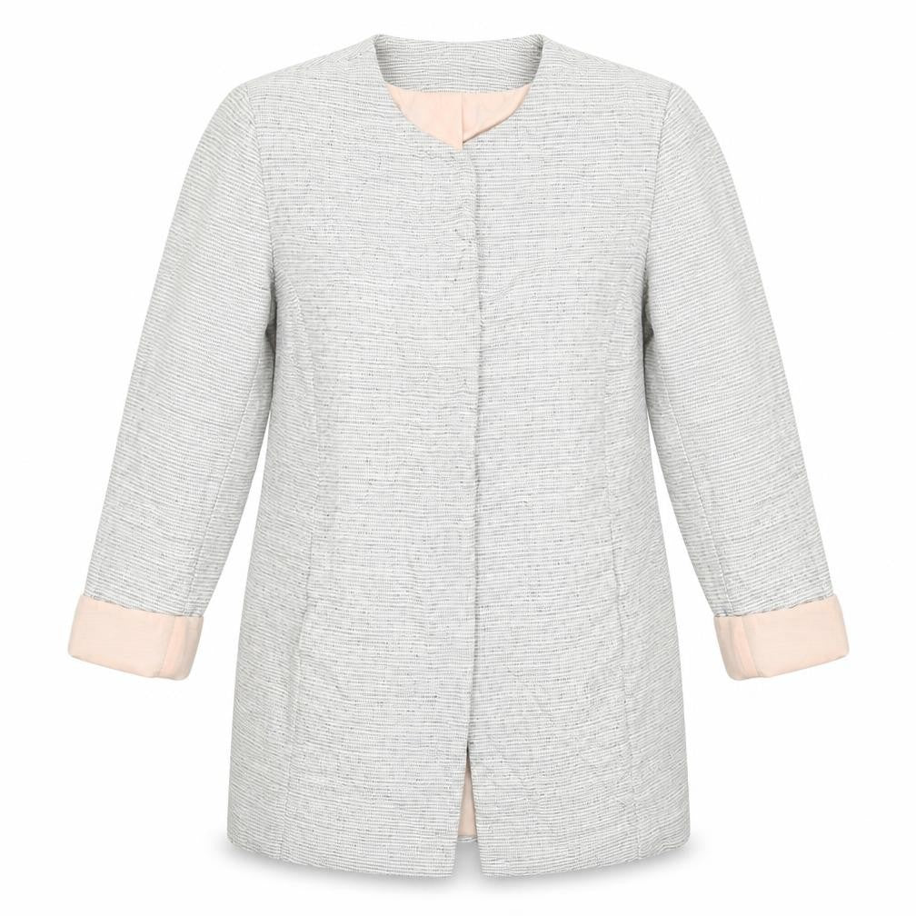 Kenar Womens Grey Striped  Jacket Blazer Size 14
