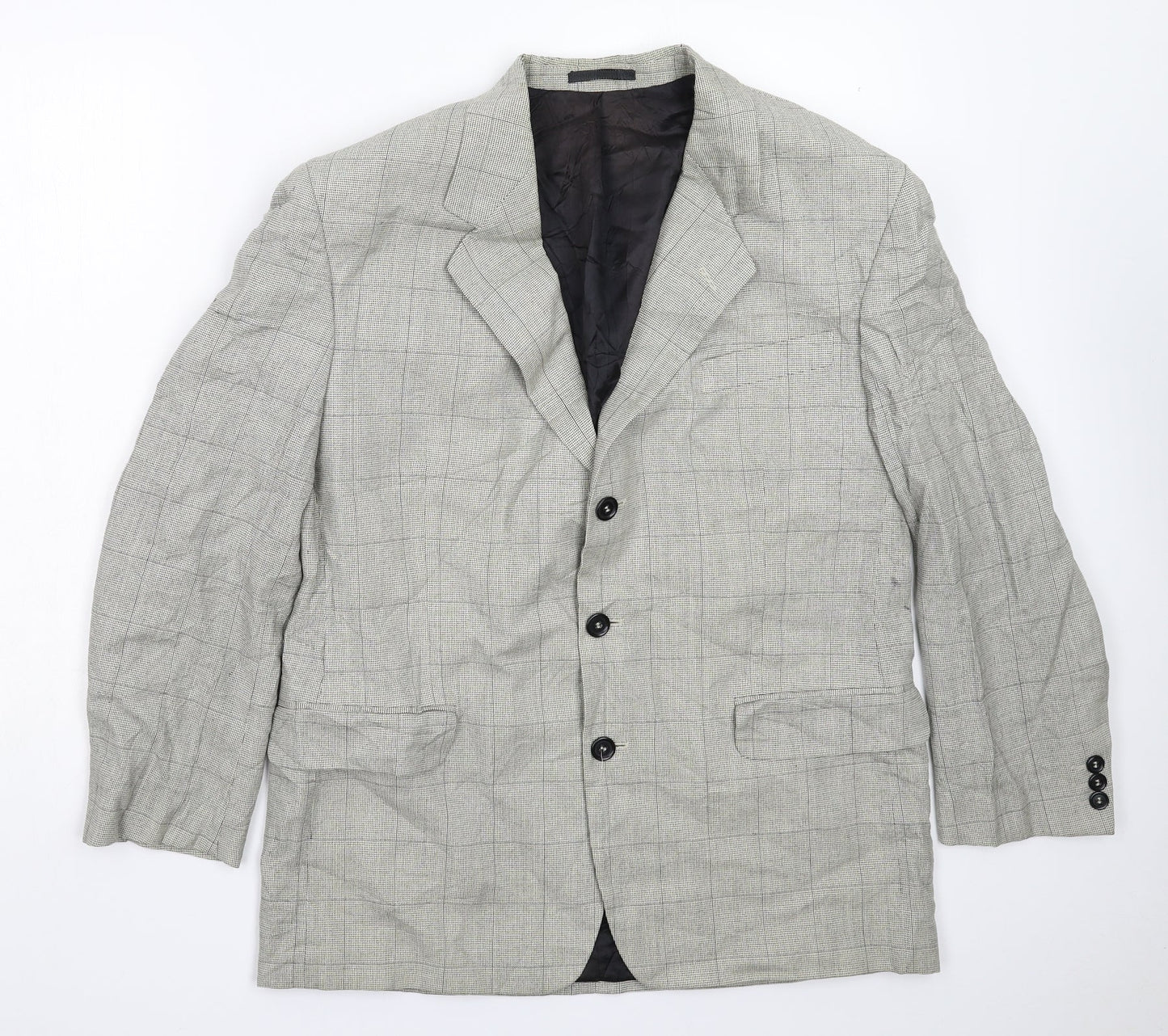 Barisal Mens Grey Check  Jacket Suit Jacket Size 40