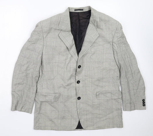 Barisal Mens Grey Check  Jacket Suit Jacket Size 40