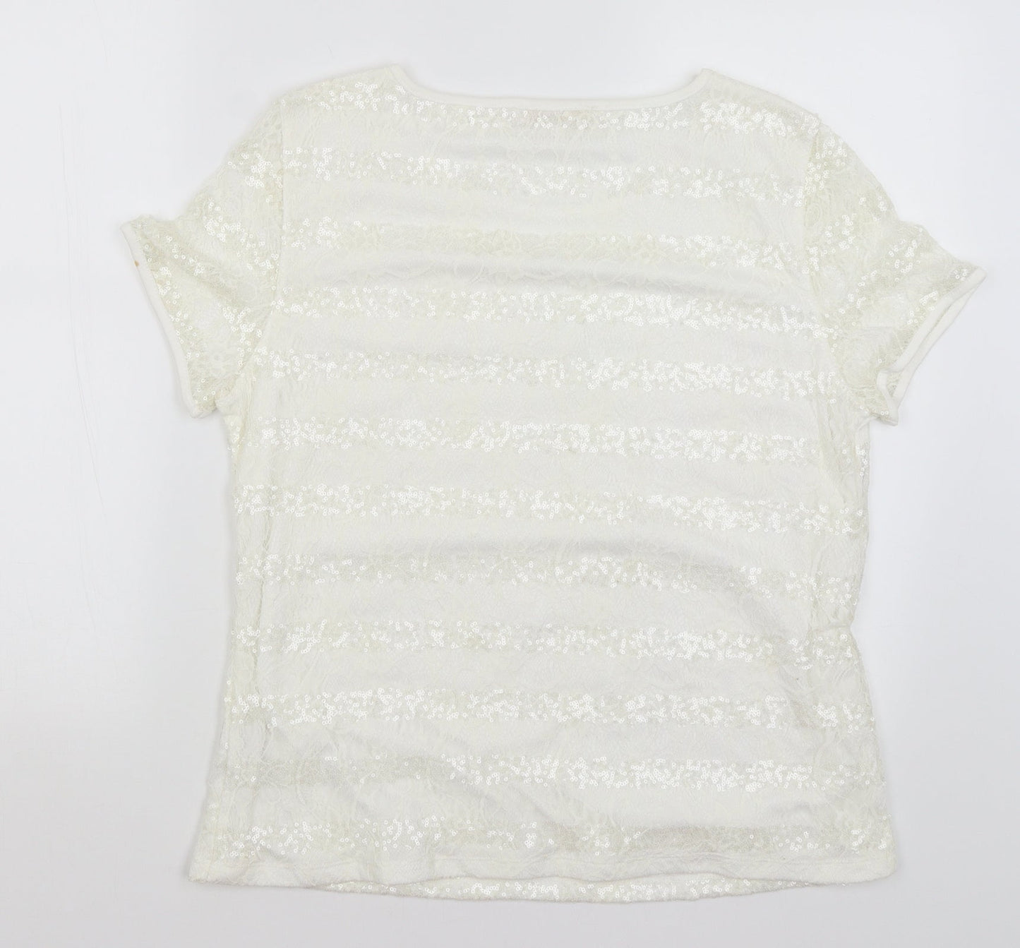 Anna Rose Womens White   Basic T-Shirt Size XL