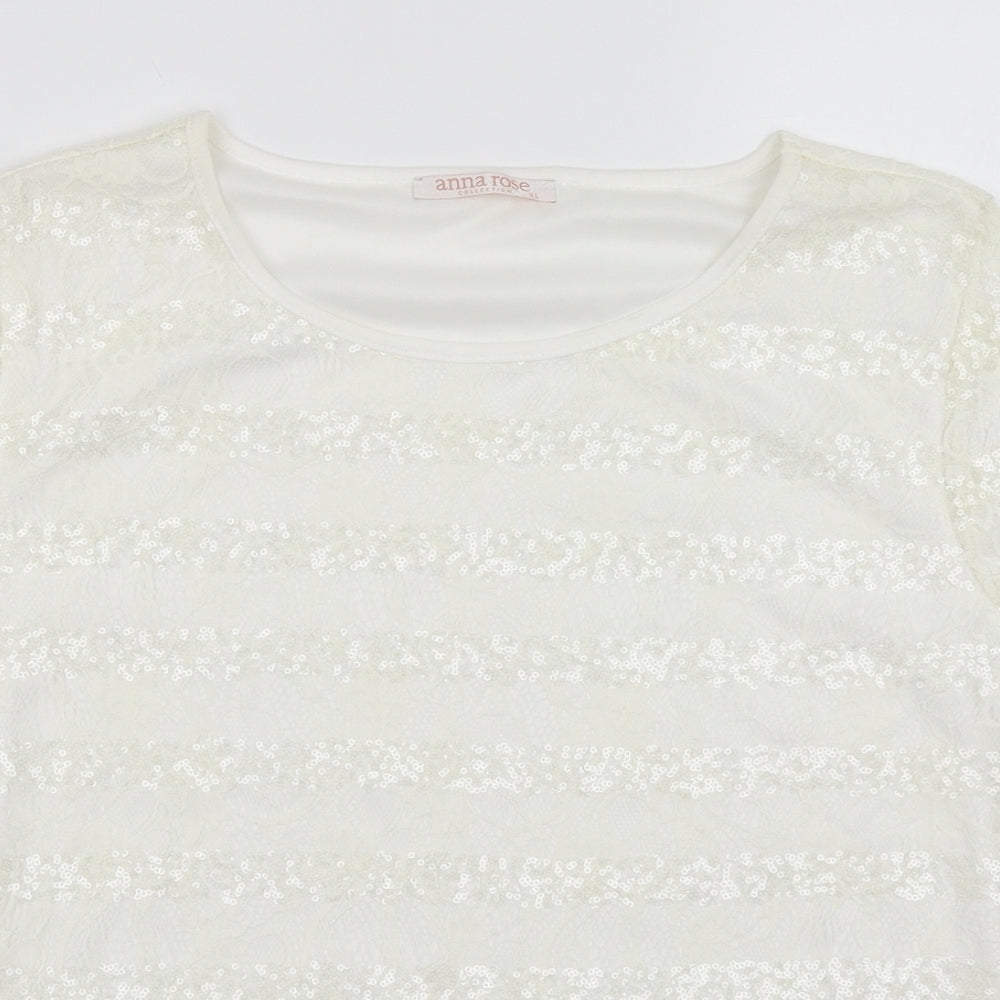 Anna Rose Womens White   Basic T-Shirt Size XL