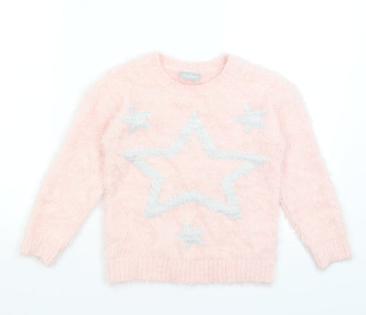 Matalan Girls Pink   Pullover Jumper Size 7 Years  - Stars
