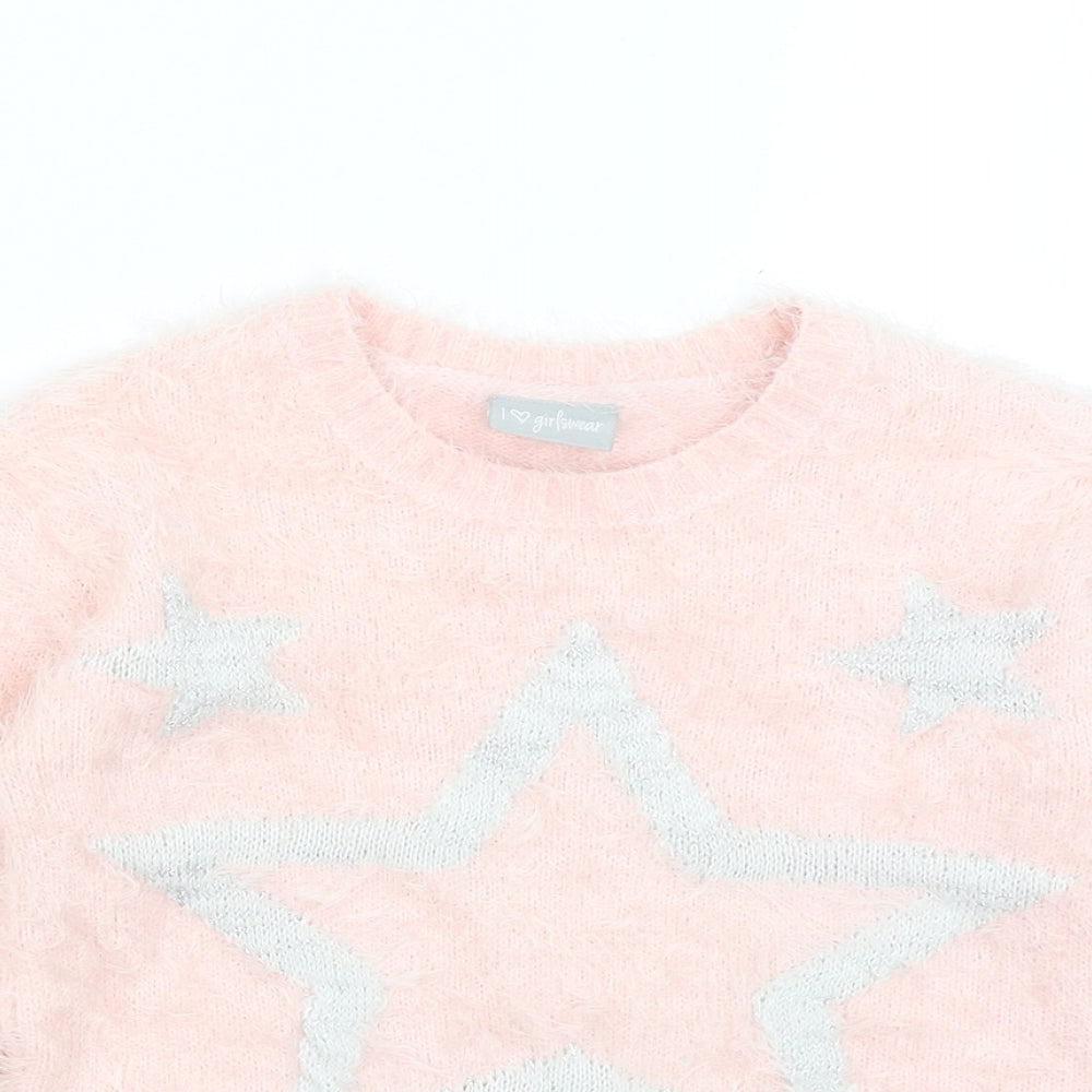 Matalan Girls Pink   Pullover Jumper Size 7 Years  - Stars