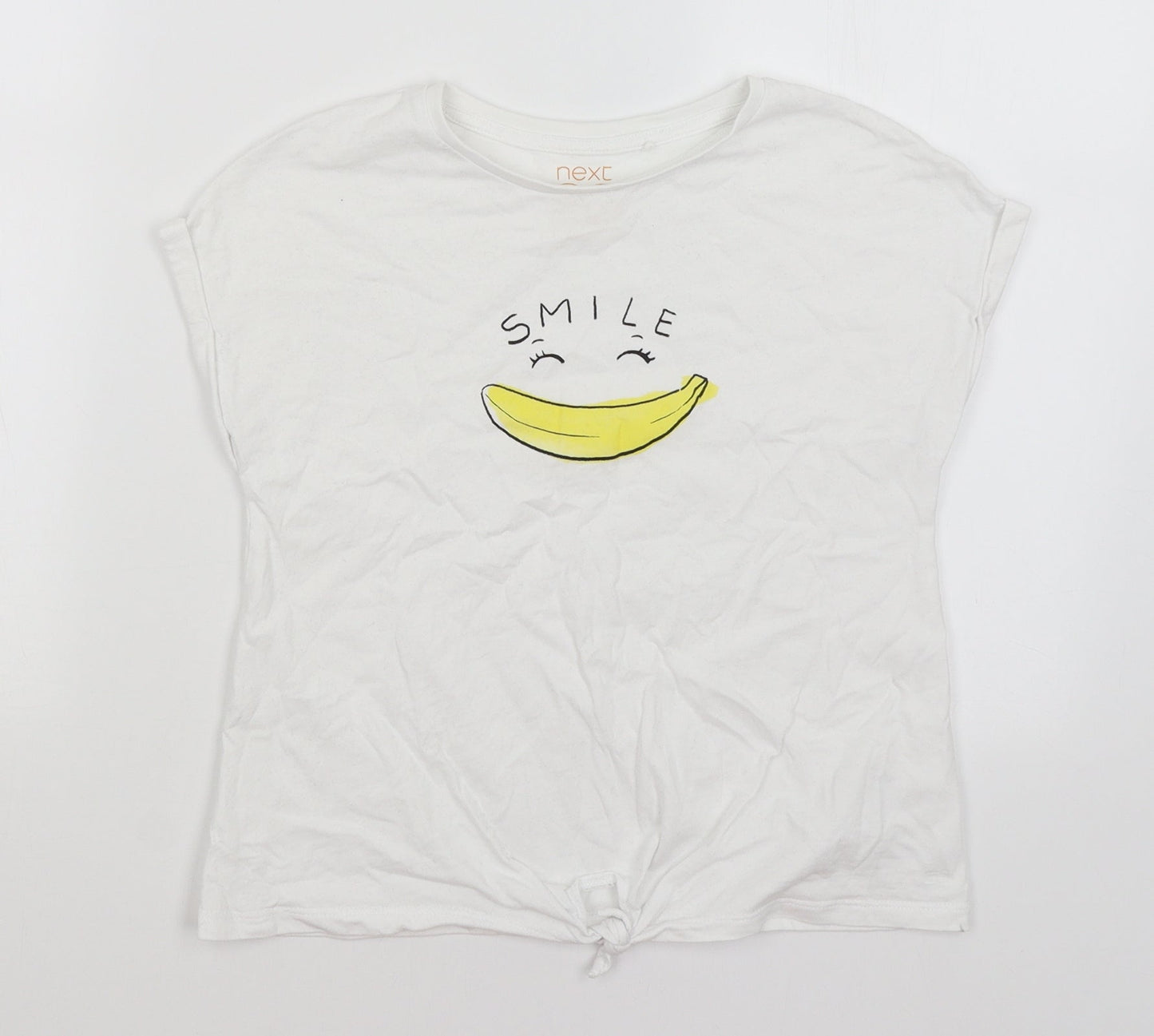 NEXT Girls White   Basic T-Shirt Size 9 Years  - Smile