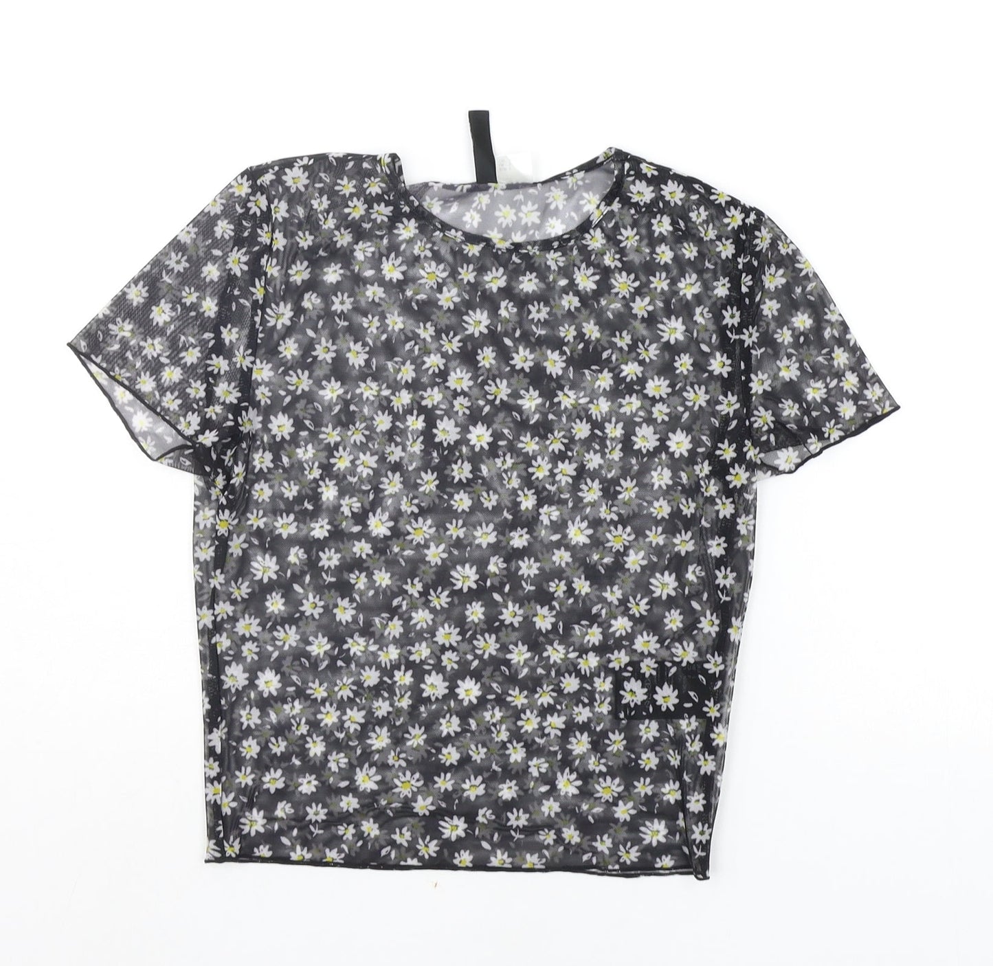 Divided Womens Black Floral  Basic Blouse Size S