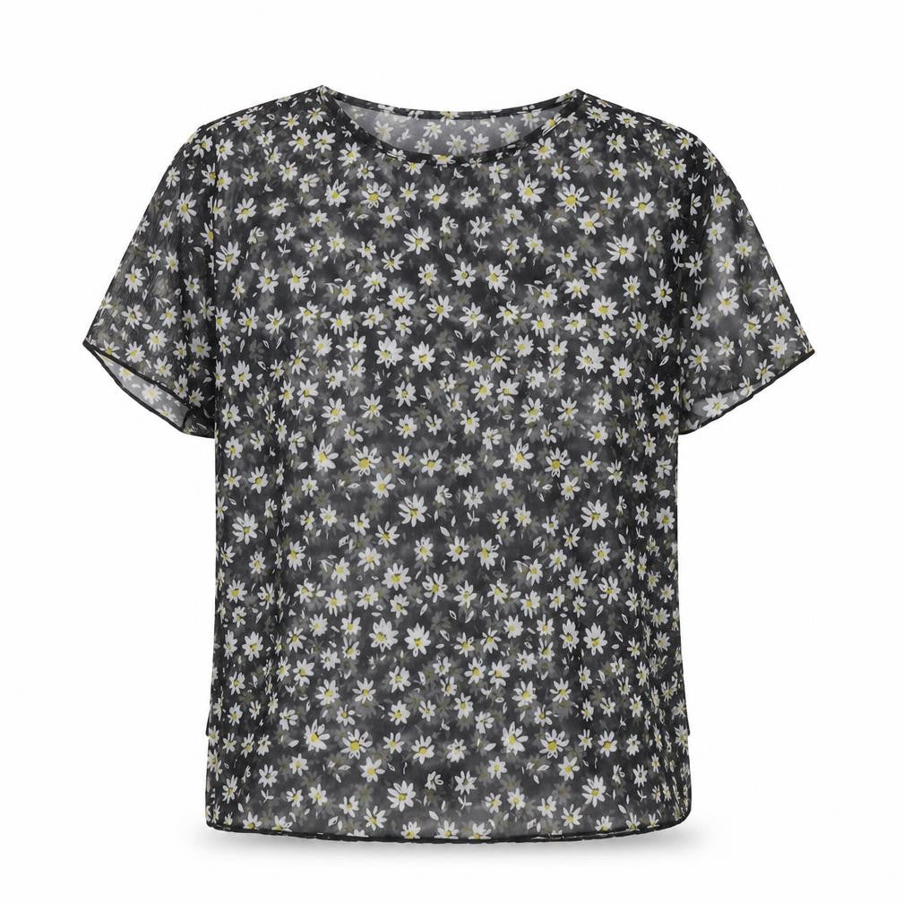 Divided Womens Black Floral  Basic Blouse Size S