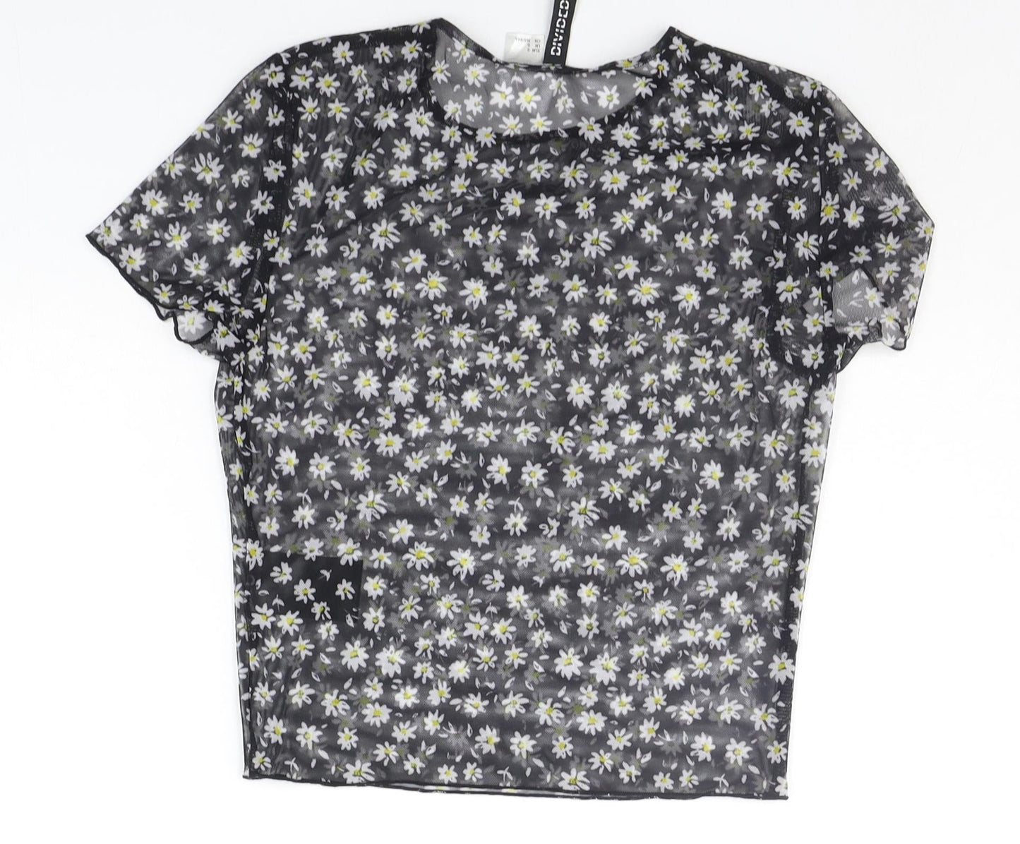 Divided Womens Black Floral  Basic Blouse Size S