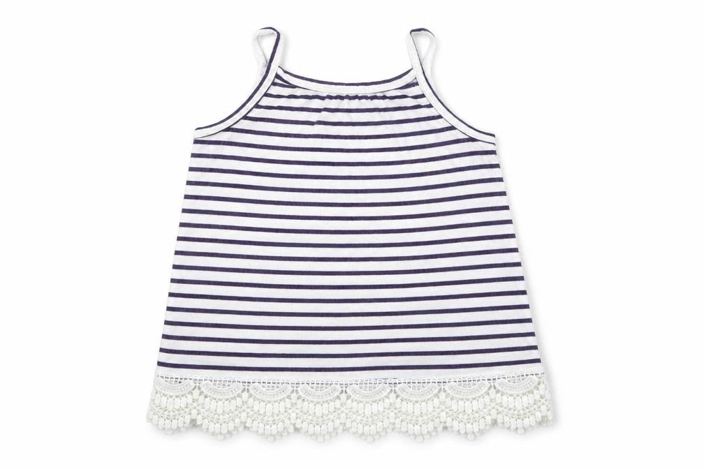 H&M Girls Blue Striped  Basic T-Shirt Size 9-10 Years