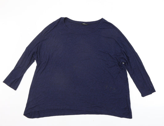 Roman Womens Blue Houndstooth  Pullover Jumper Size 14
