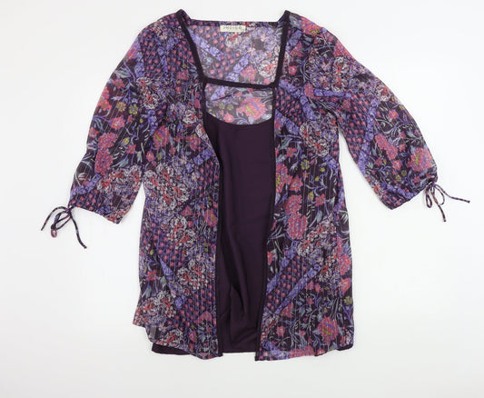 Marks and Spencer  Womens Purple Floral  Basic Blouse Size 12
