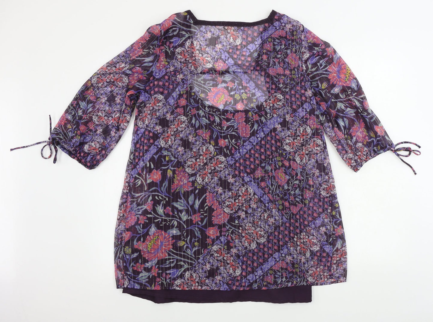 Marks and Spencer  Womens Purple Floral  Basic Blouse Size 12