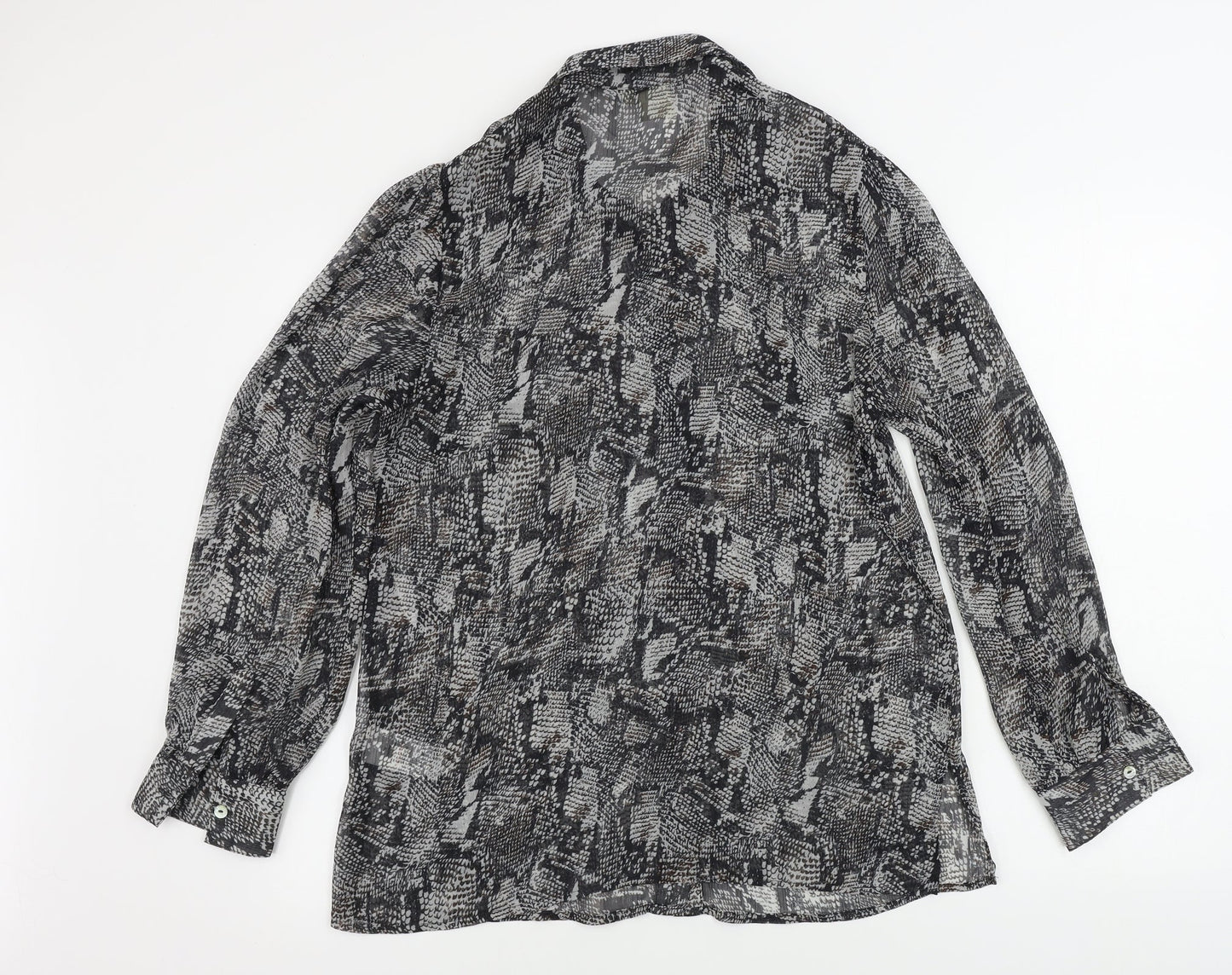 Cotton Traders  Womens Grey Animal Print  Basic Button-Up Size 12