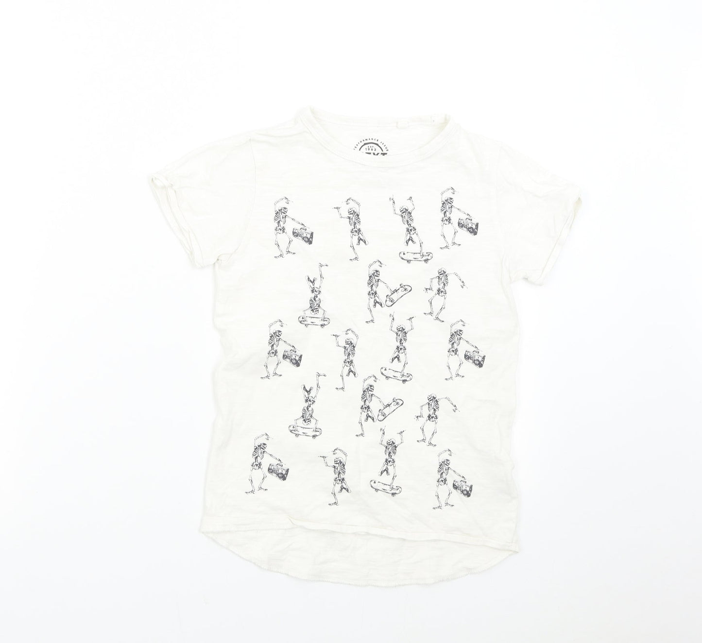 NEXT Boys White   Basic T-Shirt Size 8 Years  - Skateboard Skeleton