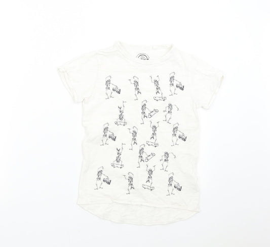 NEXT Boys White   Basic T-Shirt Size 8 Years  - Skateboard Skeleton