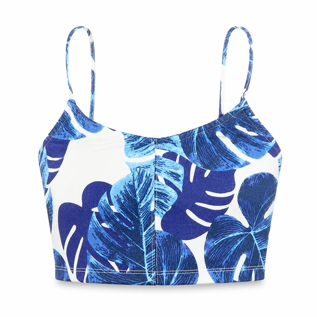 Topshop Womens Blue Floral  Basic Tank Size 8