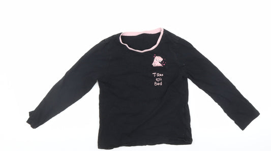 George Girls Black Solid  Top Pyjama Top Size 6-7 Years