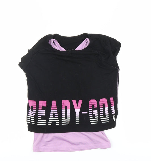 George Girls Black   Basic T-Shirt Size 5-6 Years