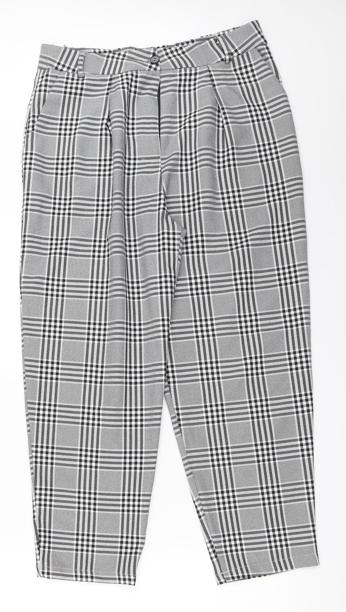 Teen Blue Womens Black Check  Capri Trousers Size 42 L24.5 in