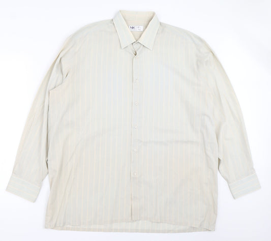 MC Mens Beige Striped   Button-Up Size 17