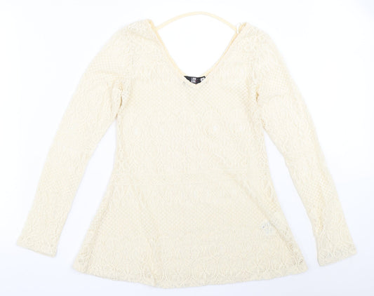 Look Kool Womens Ivory   Basic Blouse Size L