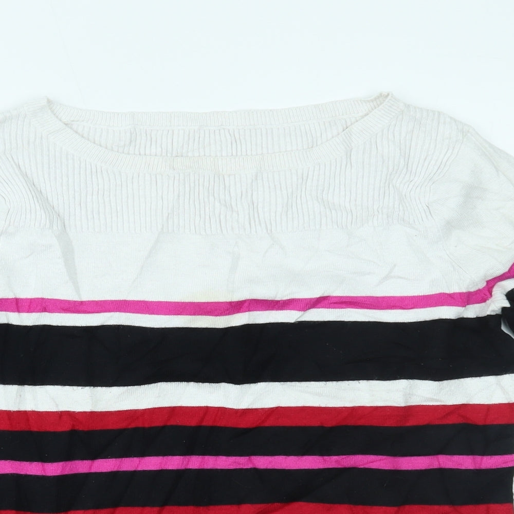 M&Co Womens Multicoloured Striped  Basic Blouse Size 12