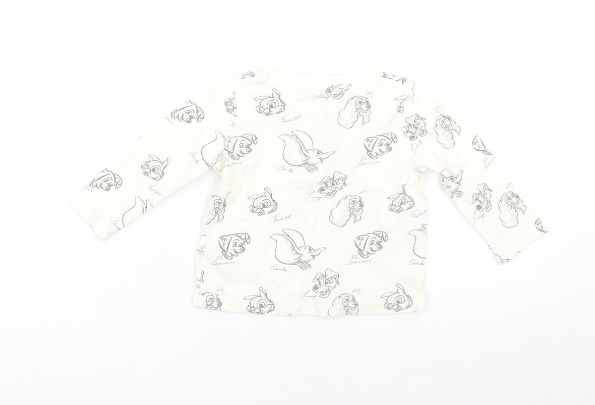 Fred & flo Girls Ivory Animal Print  Basic T-Shirt Size 6-9 Months  - Disney